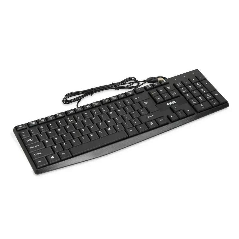 Laidinė USB klaviatūra IBOX Eris IKC2010B — viso dydžio 105 klavišų, USB, atspari vandeniui, juoda