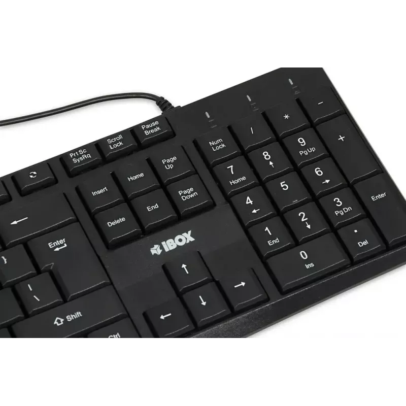 Laidinė USB klaviatūra IBOX Eris IKC2010B — viso dydžio 105 klavišų, USB, atspari vandeniui, juoda