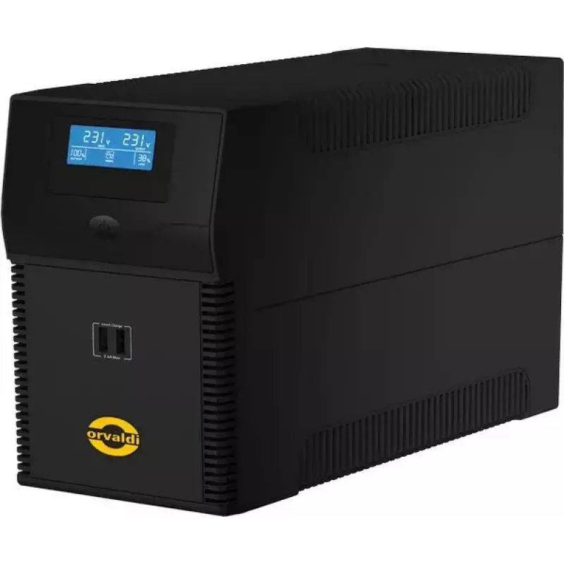 UPS ORVALDI ID1K5CH 1,5 kVA (900 W) linijinės sąveikos, 24 V baterija, LCD, USB, kompaktiškas juodas