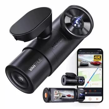 Vaizdo registratorius VANTRUE N4 PRO 3 kanalų, pagrindinė 3840×2160, 165° priekinė, 160° vidaus, GPS, Wi‑Fi, IPS ekranas, MicroSD iki 512GB