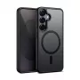 Crong Hybrid Matte Magnetic dėklas Samsung Galaxy S25 — TPU+PC, magnetiniai žiedai, juoda