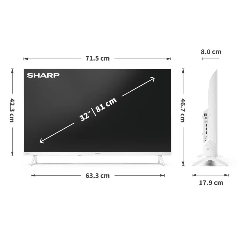 Sharp LC-32HF2265EW 81,3 cm (32 colių) HD Smart TV Wi-Fi balta