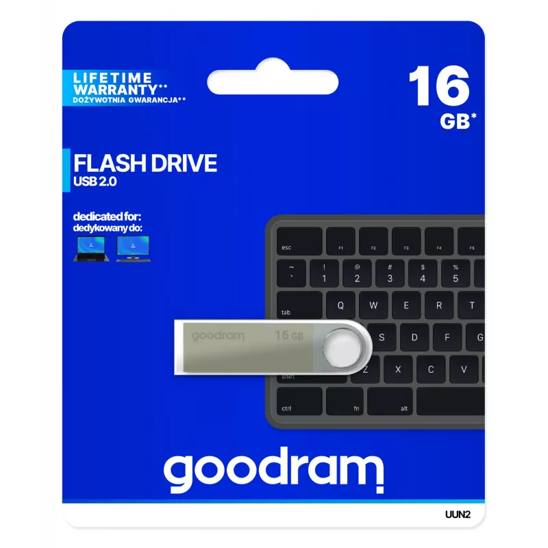 Goodram UUN2 USB atmintinė 16 GB USB Type-A 2.0 Sidabrinė