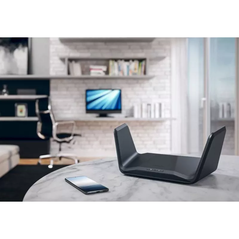 NETGEAR Nighthawk AXE7800 WiFi maršrutizatorius (RAXE300), Wi-Fi 6 (802.11ax), Tri-band (2,4 GHz / 5 GHz / 5 GHz), Ethernet LAN, juoda, nešiojamas maršrutizatorius