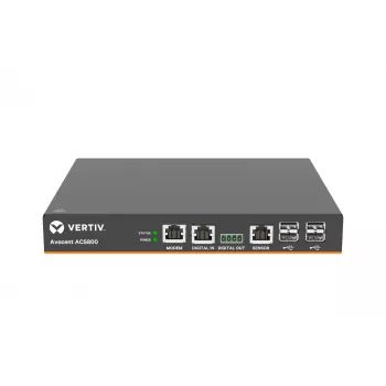 Vertiv Avocent 4 prievadų ACS800 serijinė konsolė su analoginiu modemu, išorinis kintamosios/nuolatinės srovės maitinimo blokas - Trumpiklis: kištukas C14 į jungtį C13