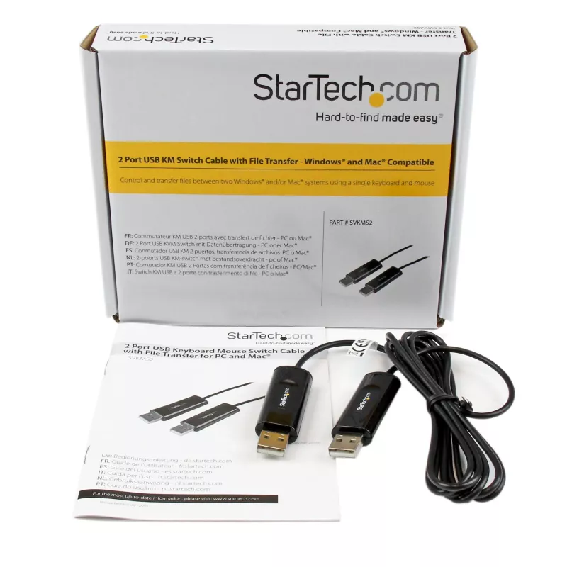 StarTech.com KM perjungimo laidas su failų perkėlimu, skirtas Mac ir PC – USB 2.0