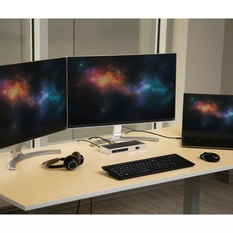 StarTech.com USB-C ir USB-A dokas – dviejų monitorių 4K 60Hz dokas DisplayPort + HDMI – hibridinė USB 3.0 prijungimo stotelė USB-C arba USB-A nešiojamiesiems kompiuteriams – 6x USB Type-A, GbE – USB 3.1 Gen 1 – Mac/Windows