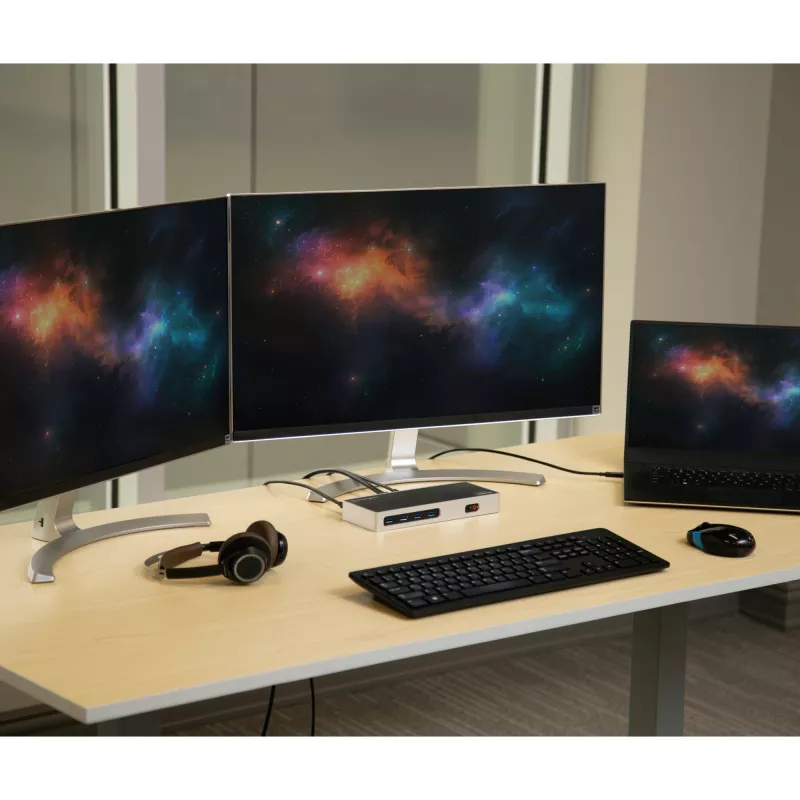 StarTech.com USB-C ir USB-A dokas – dviejų monitorių 4K 60Hz dokas DisplayPort + HDMI – hibridinė USB 3.0 prijungimo stotelė USB-C arba USB-A nešiojamiesiems kompiuteriams – 6x USB Type-A, GbE – USB 3.1 Gen 1 – Mac/Windows