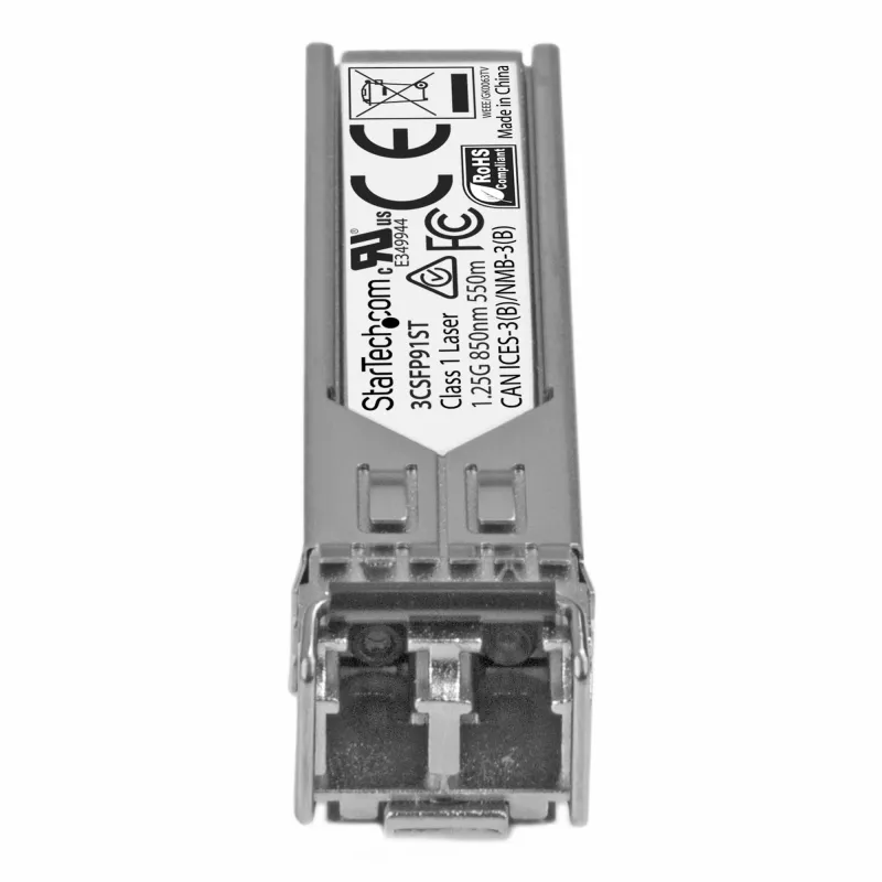 StarTech.com Gigabit Fiber 1000Base-SX SFP siųstuvas-imtuvas Module - HP 3CSFP91 Suderinama - MM LC - 550m~HPE 3CSFP91 Suderinama SFP Module - 1000BASE-SX - 1GbE Multi Mode Fiber Optic siųstuvas-imtuvas - 1GE Gigabit Ethernet SFP - LC 550m - 850nm - DDM HPE 3812, 3824, 3848