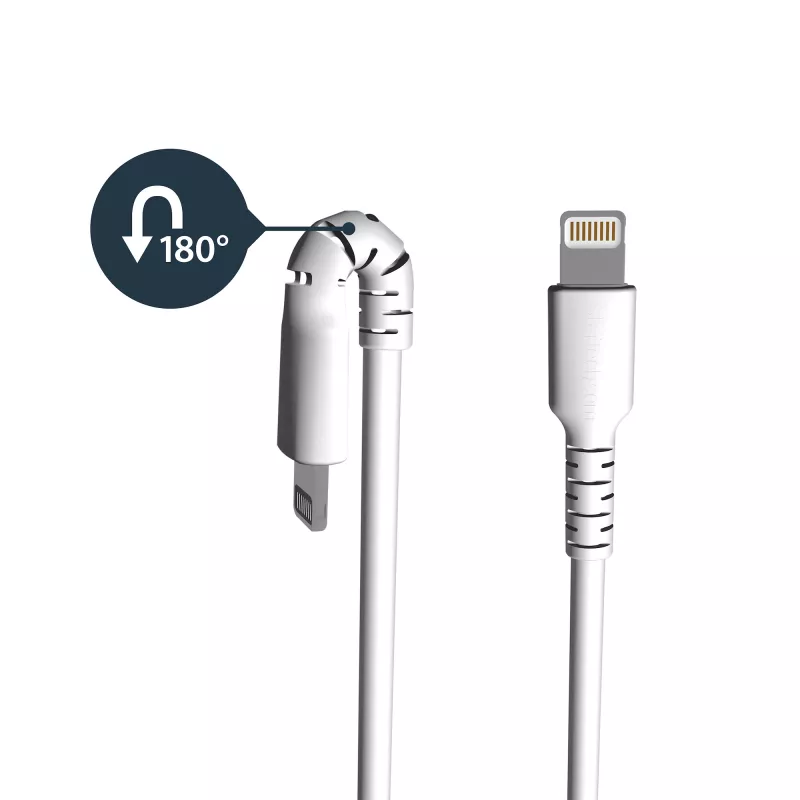 StarTech.com 0,9 m patvarus baltas USB-A į Lightning laidas - tvirtas, grubus, su aramidiniu pluoštu sustiprintas USB A tipo į Lightning įkroviklio / sinchronizavimo maitinimo laidas - Apple MFi sertifikuotas iPad / iPhone 12