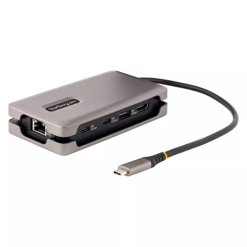 StarTech.com USB-C daugiafunkcis adapteris, 4K 60Hz HDMI 2.0b, HDR, USB 3.2 Gen 2 10Gbps šakotuvas (2xUSB-C, 1xUSB-A), 100W PD pralaidumas, mini kelioninis dokas, 12 colių/30cm kabelis, nešiojamojo kompiuterio prijungimo stotelė