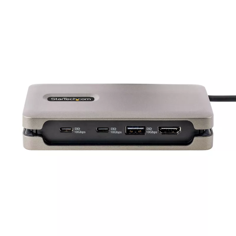 StarTech.com USB-C daugiafunkcis adapteris, 4K 60Hz HDMI 2.0b, HDR, USB 3.2 Gen 2 10Gbps šakotuvas (2xUSB-C, 1xUSB-A), 100W PD pralaidumas, mini kelioninis dokas, 12 colių/30cm kabelis, nešiojamojo kompiuterio prijungimo stotelė