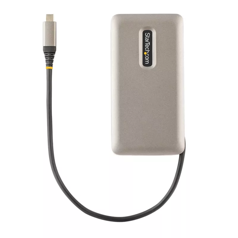 StarTech.com USB-C daugiafunkcis adapteris, 4K 60Hz HDMI 2.0b, HDR, USB 3.2 Gen 2 10Gbps šakotuvas (2xUSB-C, 1xUSB-A), 100W PD pralaidumas, mini kelioninis dokas, 12 colių/30cm kabelis, nešiojamojo kompiuterio prijungimo stotelė