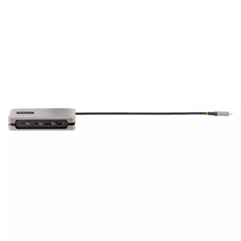 StarTech.com USB-C daugiafunkcis adapteris, 4K 60Hz HDMI 2.0b, HDR, USB 3.2 Gen 2 10Gbps šakotuvas (2xUSB-C, 1xUSB-A), 100W PD pralaidumas, mini kelioninis dokas, 12 colių/30cm kabelis, nešiojamojo kompiuterio prijungimo stotelė