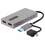 StarTech.com USB prie dviejų HDMI adapterio, USB A/C prie 2 HDMI ekranų (1x 4K30Hz, 1x 1080p), integruotas USB-A į C adapteris, 10 cm kabelis, USB 3.0 į HDMI ekrano adapteris, Windows ir macOS