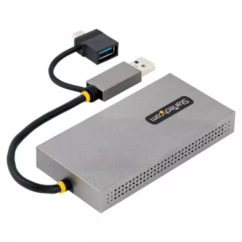 StarTech.com USB prie dviejų HDMI adapterio, USB A/C prie 2 HDMI ekranų (1x 4K30Hz, 1x 1080p), integruotas USB-A į C adapteris, 10 cm kabelis, USB 3.0 į HDMI ekrano adapteris, Windows ir macOS