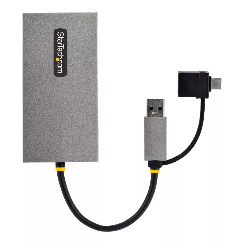 StarTech.com USB prie dviejų HDMI adapterio, USB A/C prie 2 HDMI ekranų (1x 4K30Hz, 1x 1080p), integruotas USB-A į C adapteris, 10 cm kabelis, USB 3.0 į HDMI ekrano adapteris, Windows ir macOS