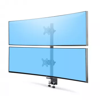StarTech.com stalinis laikiklis 2 vertikaliai sukrautiems monitoriams, dvigubas 49 colių, bendra apkrova 70 svarų (32 kg), C formos spaustuvas, greito atlaisvinimo VESA sistema, plačiaekranis 16:9 / itin platus 32:9, TAA