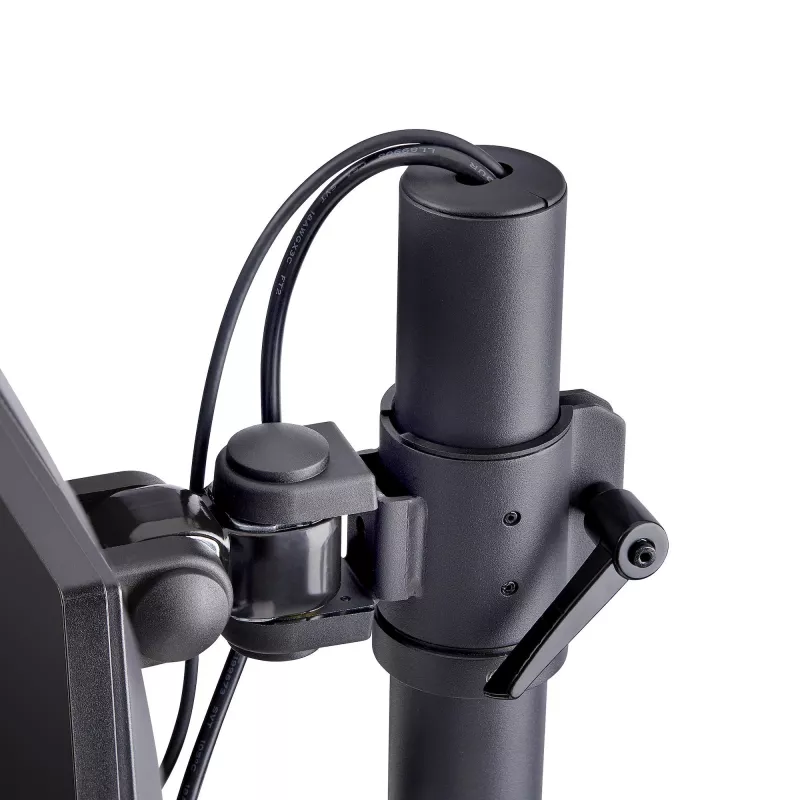 StarTech.com stalinis laikiklis 2 vertikaliai sukrautiems monitoriams, dvigubas 49 colių, bendra apkrova 70 svarų (32 kg), C formos spaustuvas, greito atlaisvinimo VESA sistema, plačiaekranis 16:9 / itin platus 32:9, TAA