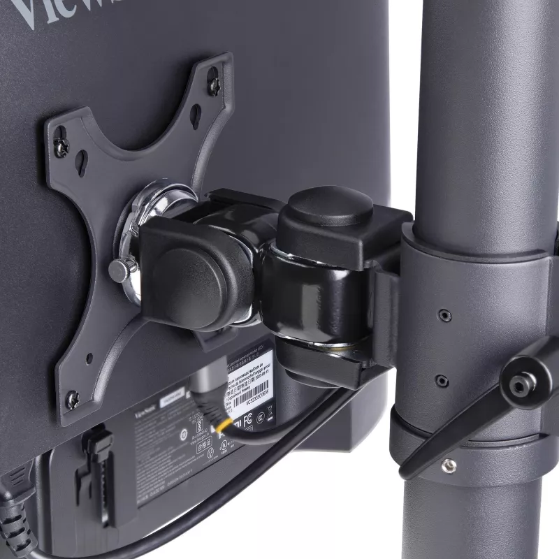 StarTech.com stalinis laikiklis 2 vertikaliai sukrautiems monitoriams, dvigubas 49 colių, bendra apkrova 70 svarų (32 kg), C formos spaustuvas, greito atlaisvinimo VESA sistema, plačiaekranis 16:9 / itin platus 32:9, TAA