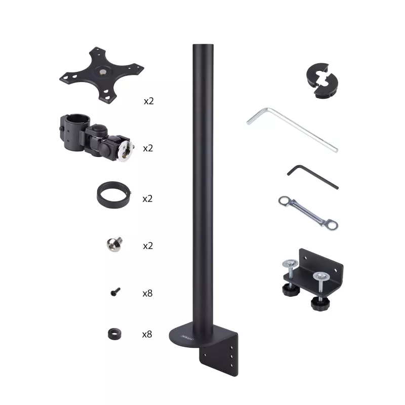 StarTech.com stalinis laikiklis 2 vertikaliai sukrautiems monitoriams, dvigubas 49 colių, bendra apkrova 70 svarų (32 kg), C formos spaustuvas, greito atlaisvinimo VESA sistema, plačiaekranis 16:9 / itin platus 32:9, TAA
