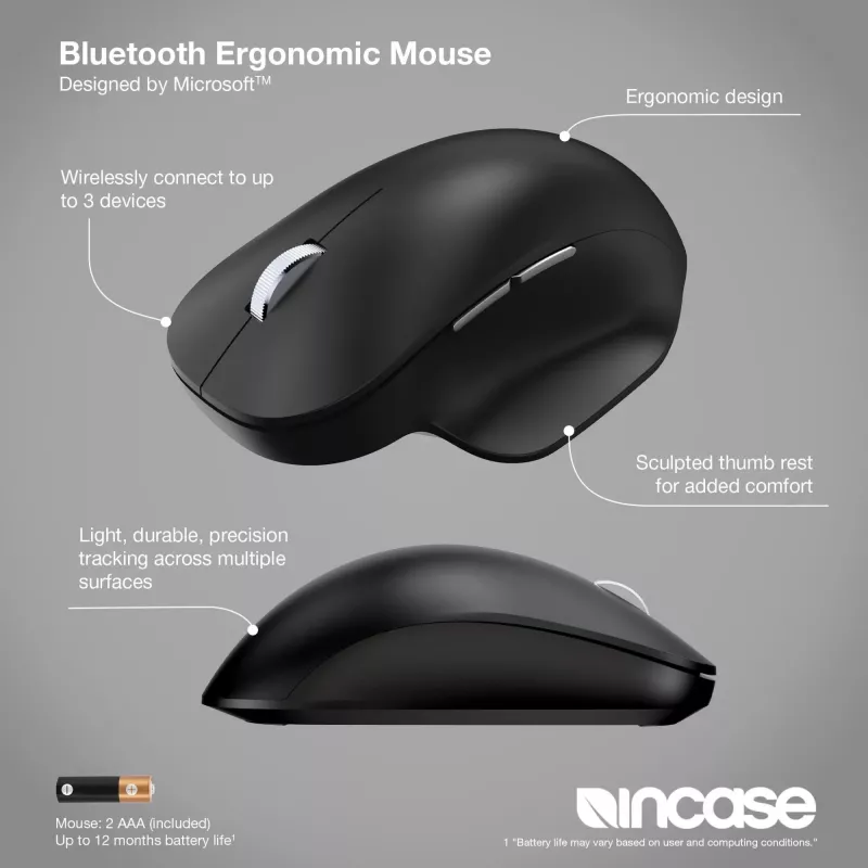 Incase Designed by Microsoft Bluetooth ergonominė pelė universali dešiniarankiams