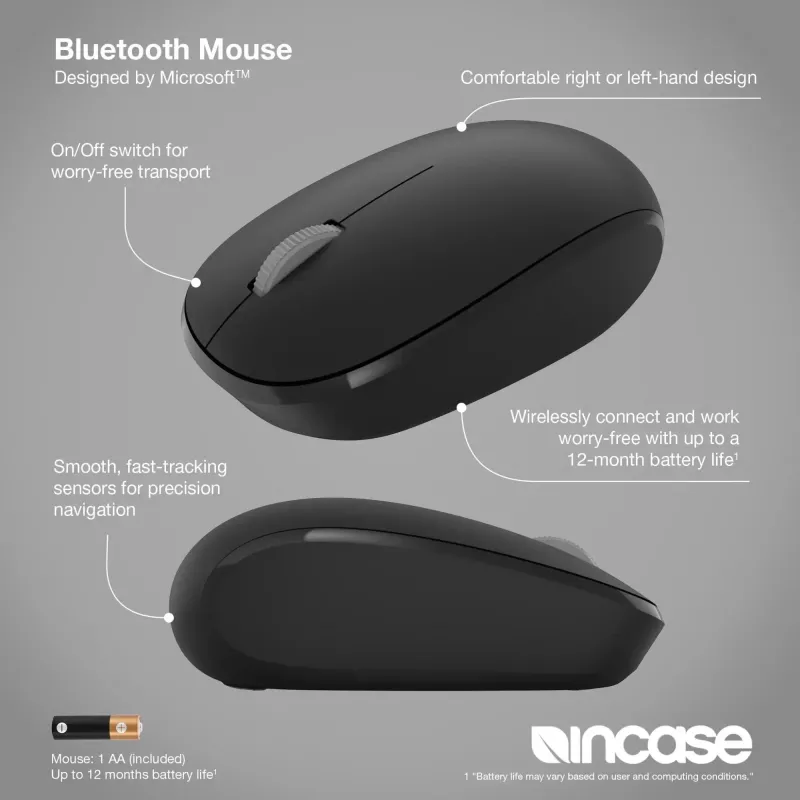Incase Designed by Microsoft Bluetooth pelė, skirta kelionėms, abiem rankoms tinkama