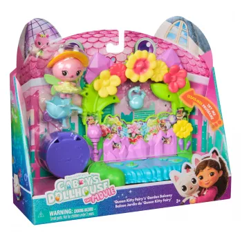 Gabby's Dollhouse: Filmas, Karalienės Kitty Fairy sodo balkonas, su žaisline figūrėle ir lėlių namelio priedais, vaikiški žaislai mergaitėms ir berniukams nuo 3 metų