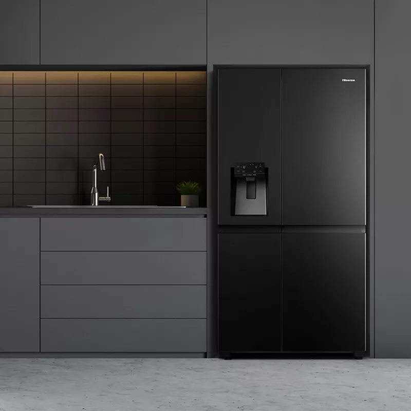 Hisense RS818N4TFC šaldytuvas-šaldiklis side-by-side Laisvai pastatomas 632 L Juoda, Nerūdijantis plienas
