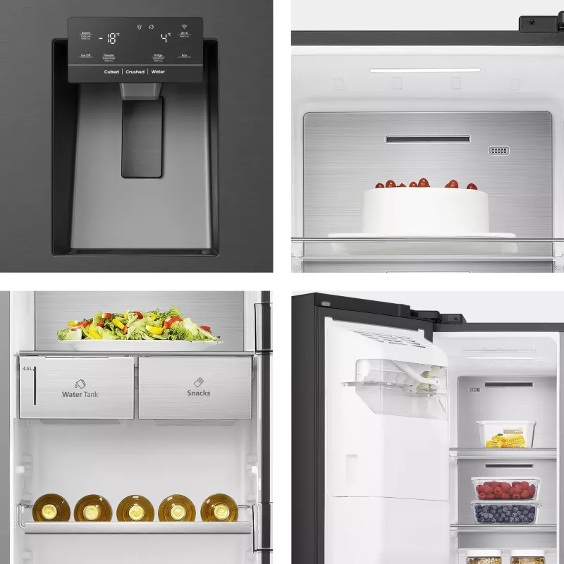 Hisense RS818N4TFC šaldytuvas-šaldiklis side-by-side Laisvai pastatomas 632 L Juoda, Nerūdijantis plienas