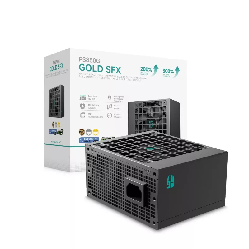 Maitinimo blokas DeepCool PS850G 850 W ATX 20+4 kontaktų, FDB ventiliatorius 92 mm, juodas