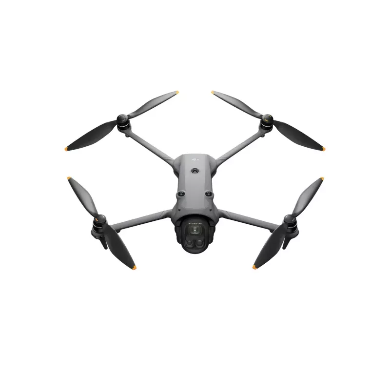 DJI Mavic 4 Pro kvadrokopteris — 100 MP kamera, 12288×8192 px, 6654 mAh baterija, 41000 m nuotolis, 27 m/s, 1,063 kg, pilka