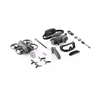 Dronas DJI Avata 2 Fly Smart Combo — 4 rotorių kvadrokopteris, 48 MP kamera, 3840×2160 vaizdo įrašas, 2150 mAh baterija, Wi‑Fi ir Bluetooth