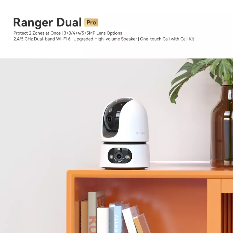 IP apsaugos kamera IMOU Ranger Dual Pro 6MP — Vidaus, stalinė, 2304×1296, 3,6 mm, 8× skaitmeninis priartinimas, 91°×47° matymo kampai