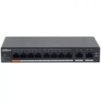 Valdomas L2 Gigabit PoE komutatorius DAHUA CS4010-8GT-60 — 10x Gigabit (10/100/1000), 20 Gbit/s, 8000 MAC, Stalinis/Sieninis, Juoda