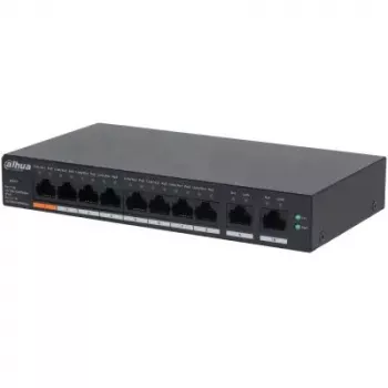 Valdomas L2 Gigabit PoE komutatorius DAHUA CS4010-8GT-60 — 10x Gigabit (10/100/1000), 20 Gbit/s, 8000 MAC, Stalinis/Sieninis, Juoda