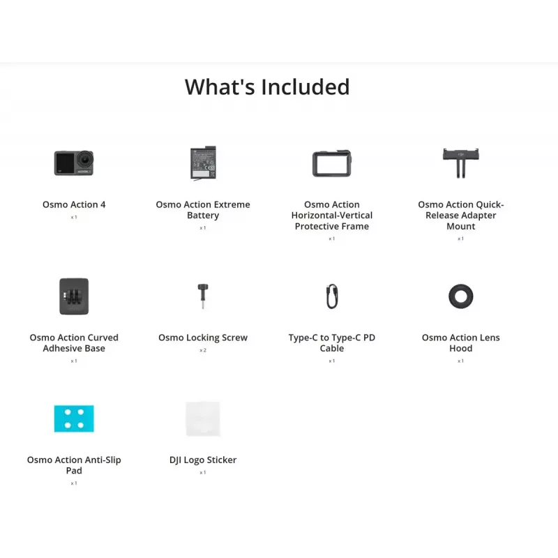 Veiksmo kamera DJI Osmo Action 4 — 4K Ultra HD, CMOS jutiklis, 155° regėjimo laukas, MicroSD iki 512 GB, atspari vandeniui iki 18 m, 145 g