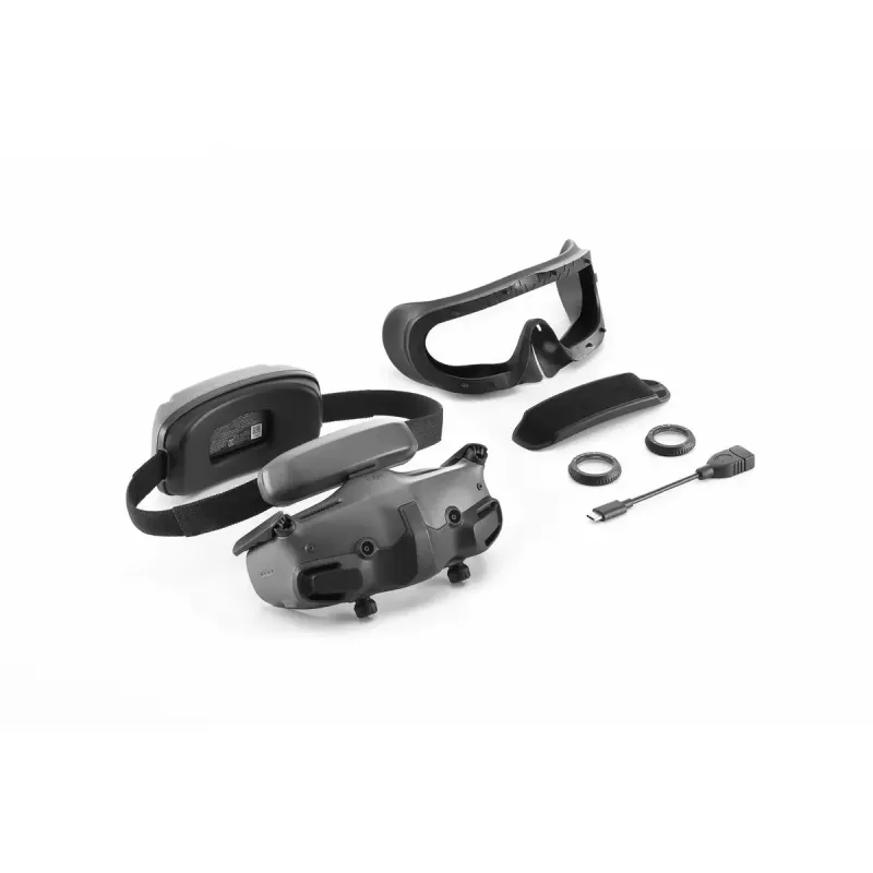 Atskiras ant galvos montuojamas ekranas DJI Goggles 3 Micro-OLED 1920x1080, reguliuojamas atstumas tarp vyzdžių, 0,47 kg, pilka/juoda
