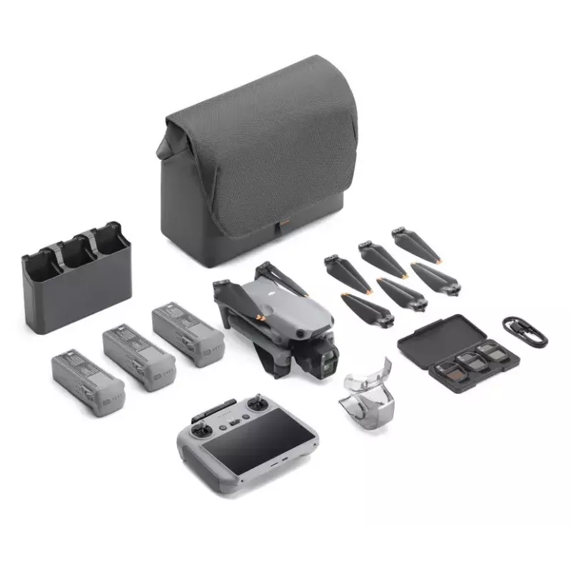Drono kvadrokopteris DJI Air 3s Fly More Combo — 50 MP kamera, 4K 3840×2160, 27 m/s, 32 000 m nuotolis, 4276 mAh baterija, pilkas