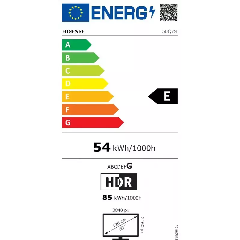 TV Hisense 50Q7S 50 colių (127 cm) QLED 4K Ultra HD išmanusis televizorius, Direct-LED, HomeOS, Wi‑Fi, juodas