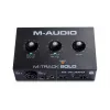 Garso sąsaja M-Audio M-Track Solo — USB 16 bitų/48 kHz, 1 įvestis/1 išvestis, kombinuotas XLR/TRS ir instrumento įvestis, 48 V fantominis maitinimas, ausinių išvestis