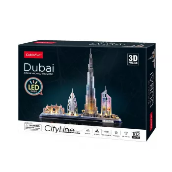 3D Dėlionė CubicFun City Line Dubajus LED, 182 dalys, 532×48 mm, amžius 10+