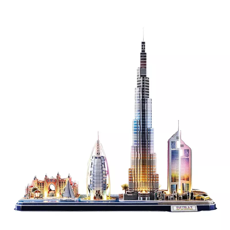 3D Dėlionė CubicFun City Line Dubajus LED, 182 dalys, 532×48 mm, amžius 10+