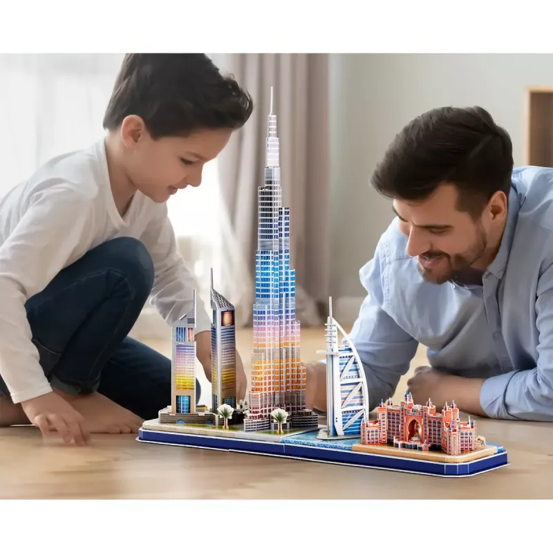 3D Dėlionė CubicFun City Line Dubajus LED, 182 dalys, 532×48 mm, amžius 10+