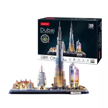 3D Dėlionė CubicFun City Line Dubajus LED, 182 dalys, 532×48 mm, amžius 10+