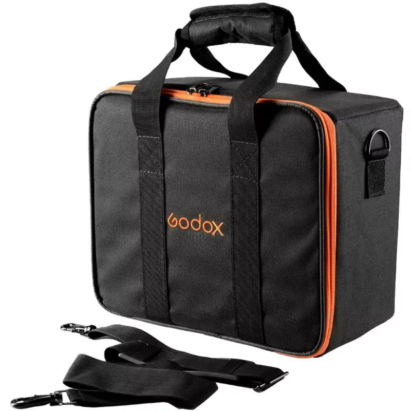 Fotoaparato korpuso dėklas Godox CB-12, skirtas AD600Pro, flanelė/nailonas, juoda ir oranžinė, su petnešėle