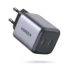 Ugreen 90573 Nexode 45W GaN Mini USB-C įkroviklis, skirtas naudoti patalpoje, kintamoji srovė, 20 V, 4,05 A, juoda, pilka
