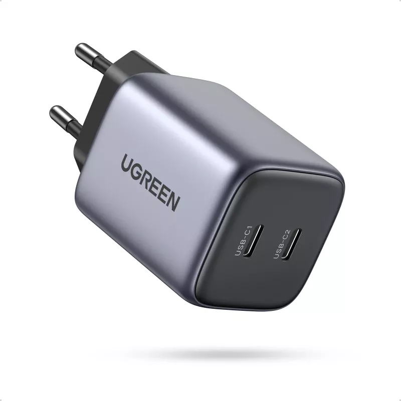 Ugreen 90573 Nexode 45W GaN Mini USB-C įkroviklis, skirtas naudoti patalpoje, kintamoji srovė, 20 V, 4,05 A, juoda, pilka