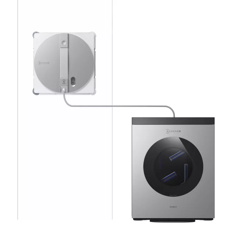 Langų valymo robotas Ecovacs WINBOT W3 OMNI, baterija 4500 mAh, 270×270×76 mm, sidabrinis/baltas