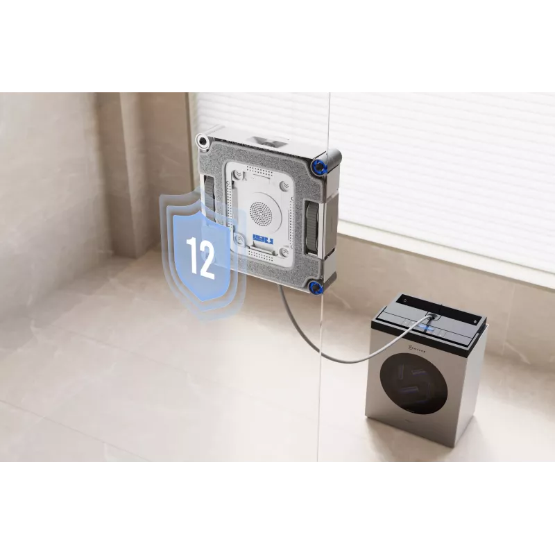 Langų valymo robotas Ecovacs WINBOT W3 OMNI, baterija 4500 mAh, 270×270×76 mm, sidabrinis/baltas